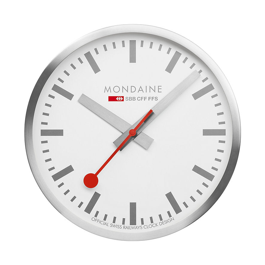 Mondaine Clock SILVER 40 cm